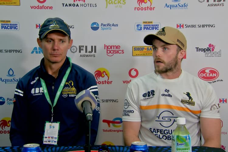 Larkham & Lonergan speak to media in Suva after 36-32 victory against Fijian Drua