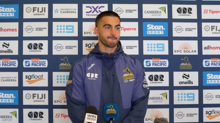 Tom Wright speaks to media after securing new contract with the Brumbies