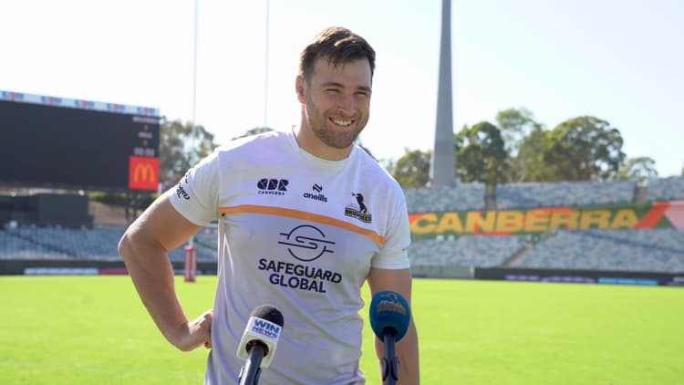 Nick Frost speaks to media after signing new deal with the ACT Brumbies