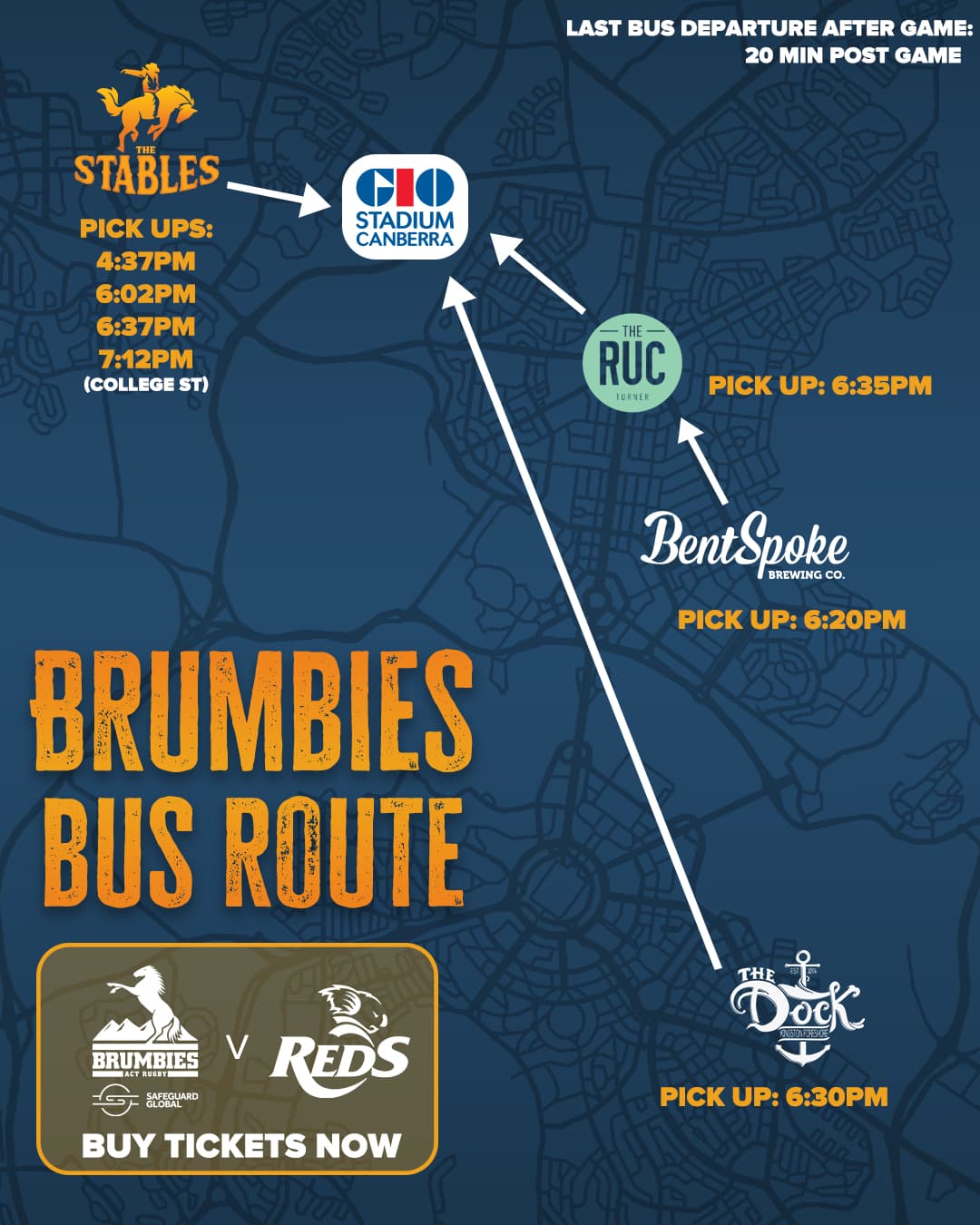 Bus Route: Round 14 vs Reds