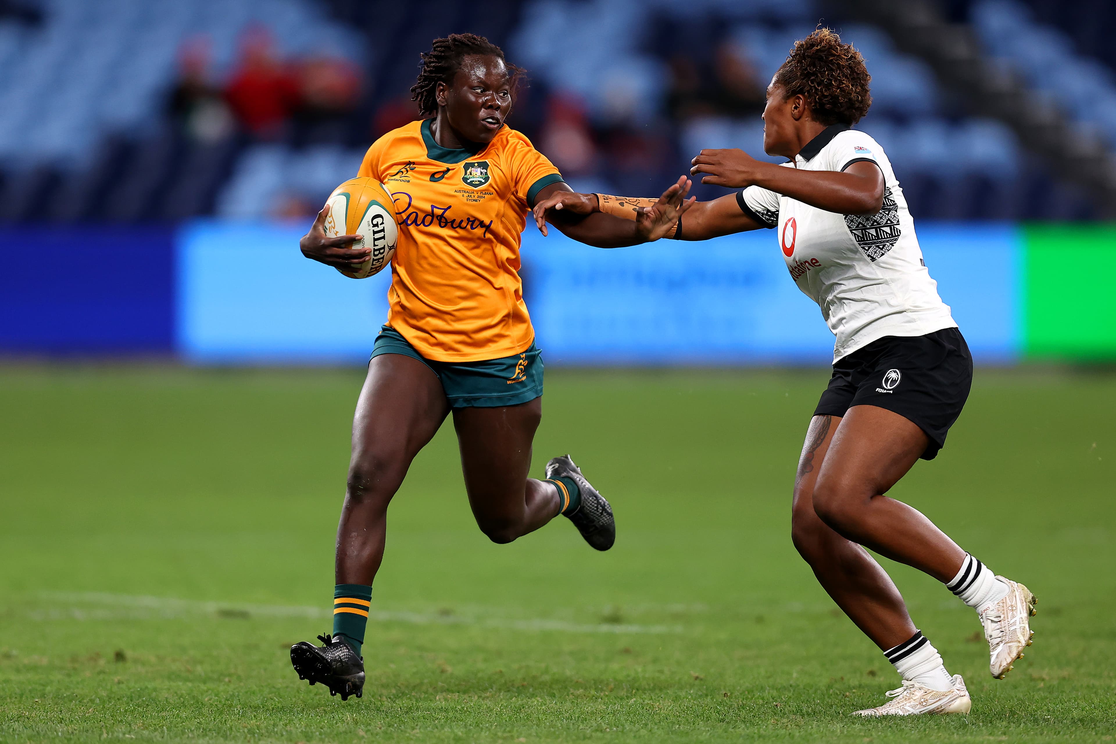 Biola Dawa in action for the Wallaroos in 2024.