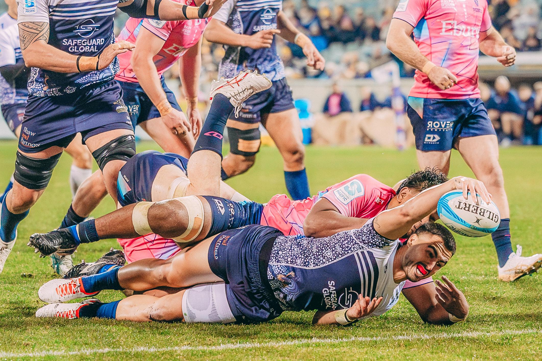 Tom Wright scores for the Brumbies. Credit: Greg Collis