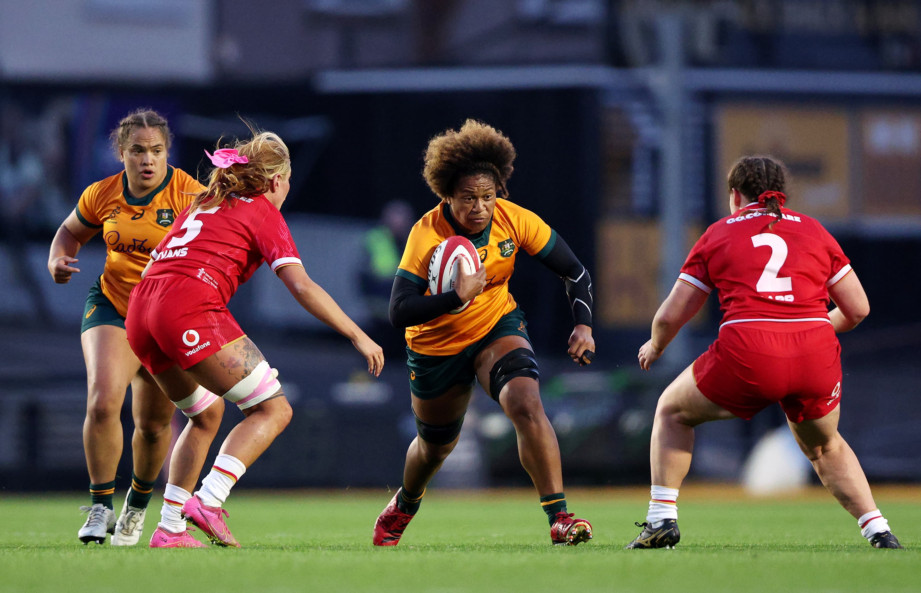 Brumby Tabua Tuinakauvadra during a Wallaroos match against Wales in 2024.