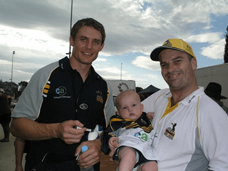 Trevor and a very young Josh with Stephen Larkham (2006)