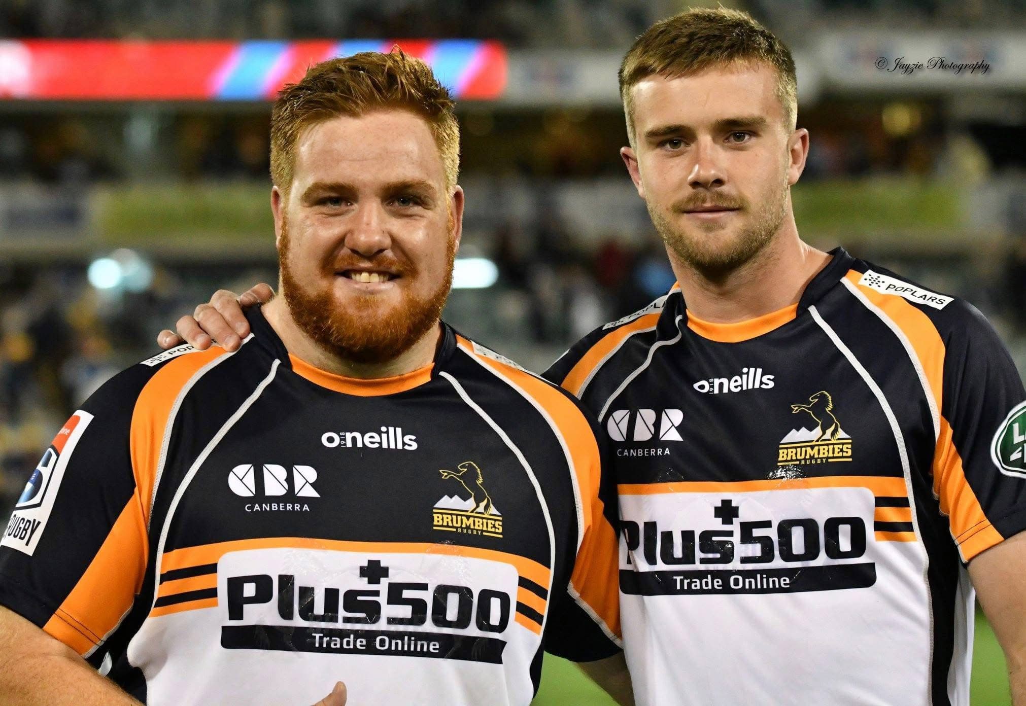 ACT Brumbies and Gungahlin Eagles duo Mack Hansen and Tom Ross in 2019, photo by Jaye Grieshaber.
