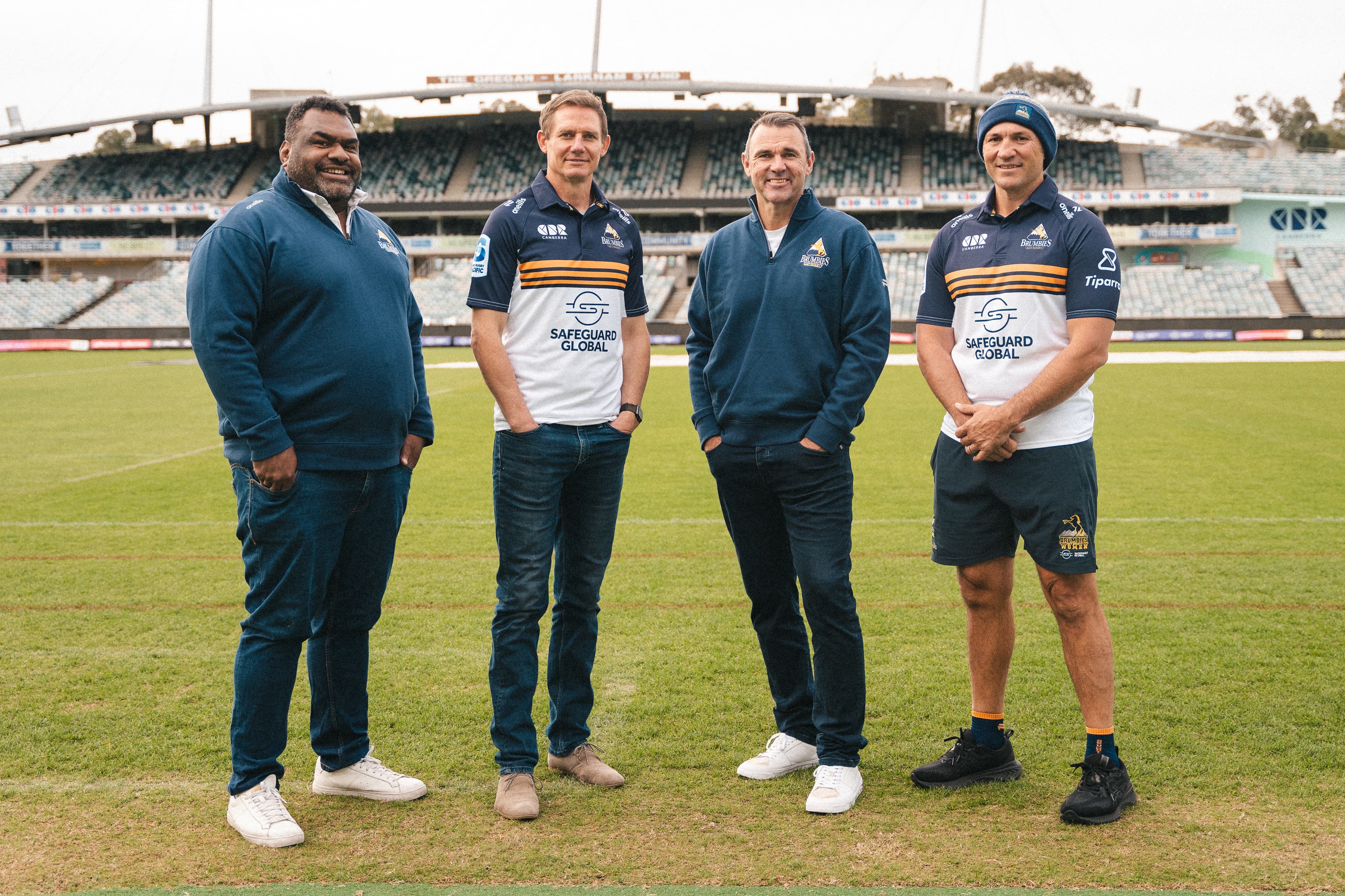 2004 ACT Brumbies Super Rugby Grand Final heroes Jone Tawake, Stephen Larkham, Joe Roff and Scott Fava.