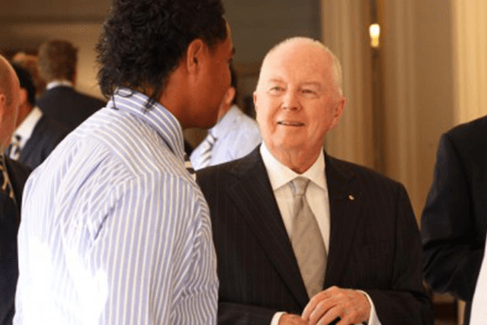 Michael Bryce AM meets with the Brumbies at Government House in 2011. Photo: Supplied