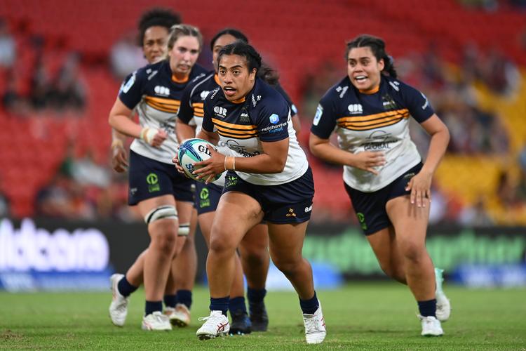 ACT Brumbies' Loretta Mailangi during a 2024 clash against the Queensland Reds.