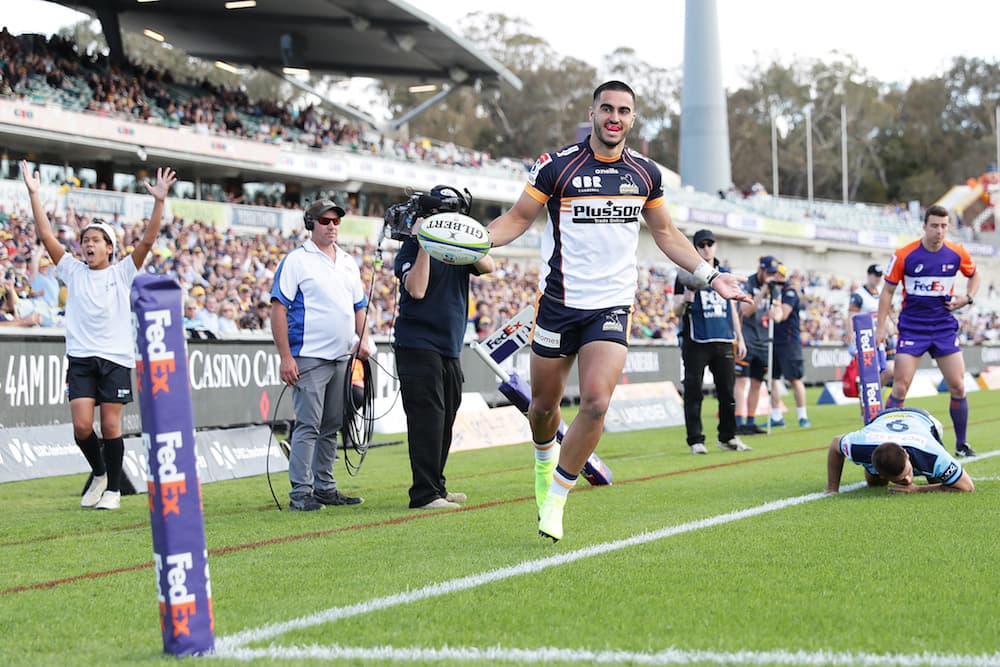 Wright celebrates his first try of the game. Photo: Getty