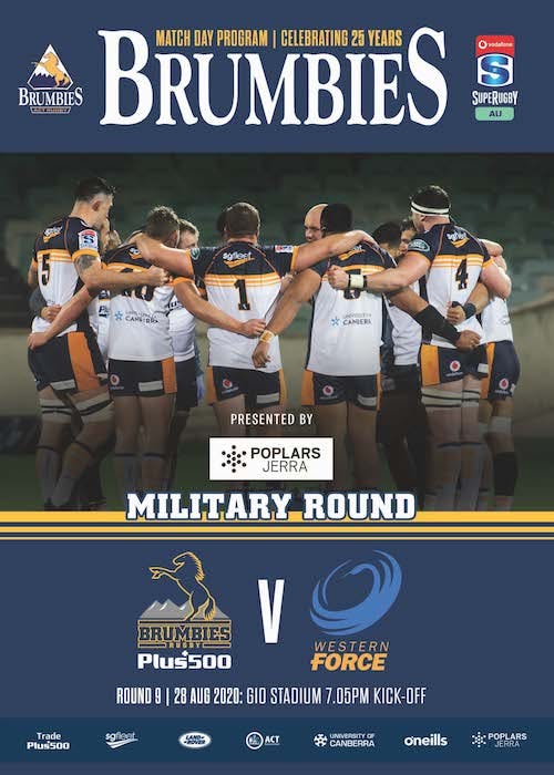 Brumbies Match Day Program Brumbies Vs Force Round 9, 28th August 2020