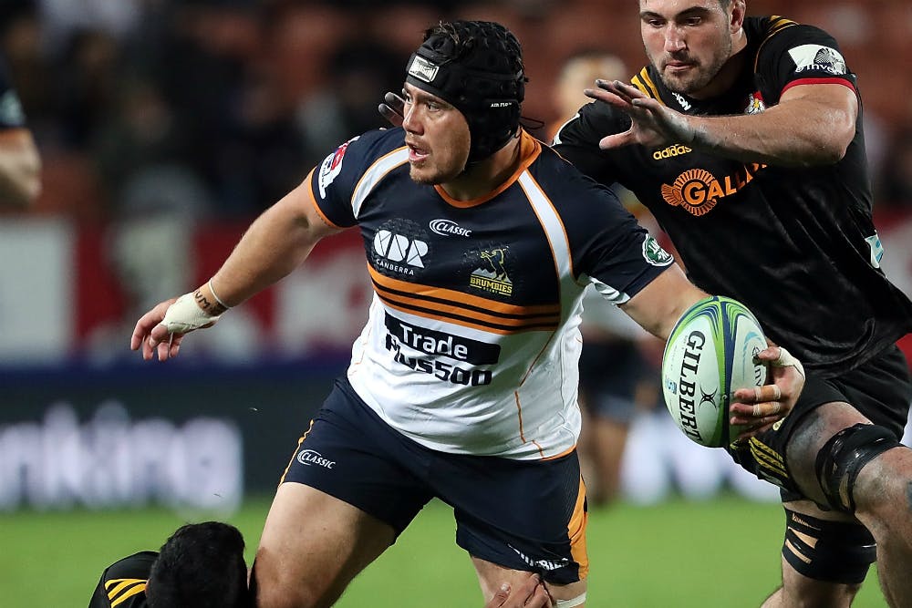 Les Leulua'iali'i-Makin has played 50 matches for the Plus500 Brumbies.  Photo: Getty Images