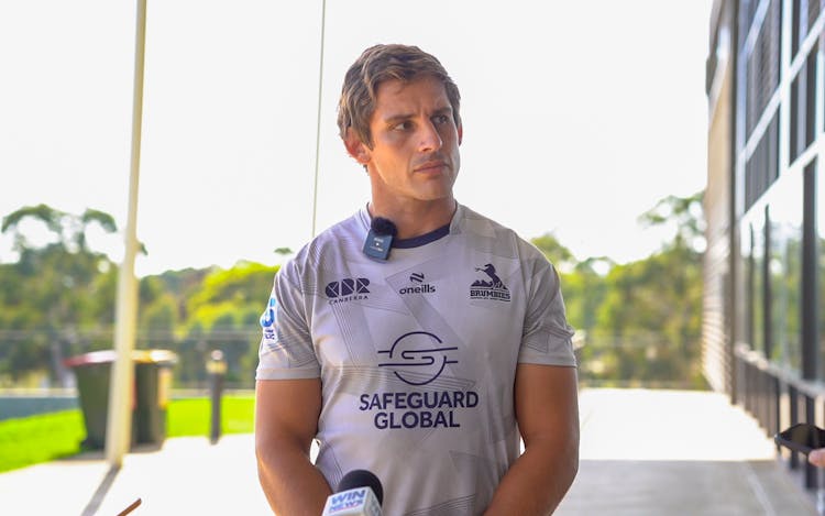 Brumbies back Ollie Sapsford to spoke to the media on Wednesday morning.